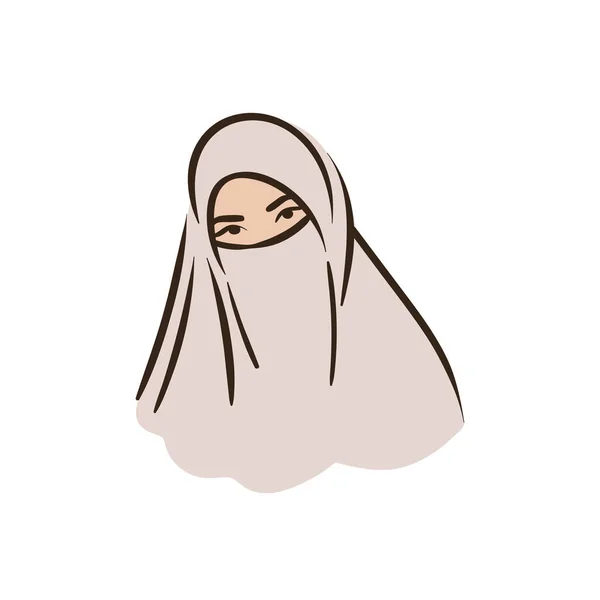 Muslim arabic islam woman in hijab and abaya portrait — Stock Vector
