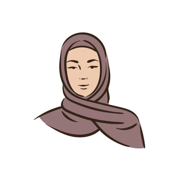 ヒジャーブとアバヤの肖像画のイスラム教徒のアラビアのイスラム教徒の女性 — ストックベクタ
