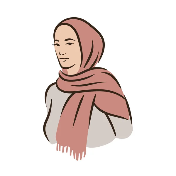 Muslim arabic islam woman in hijab and abaya portrait — Stock Vector