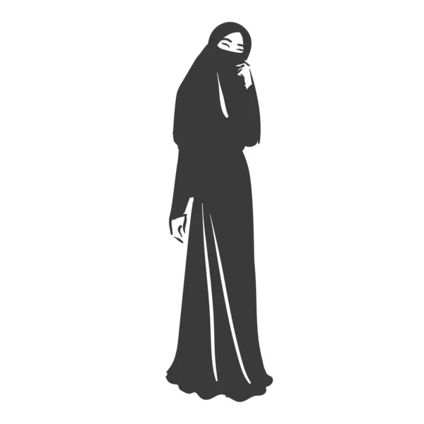 Musulmana árabe islam mujer en hijab moda — Vector de stock