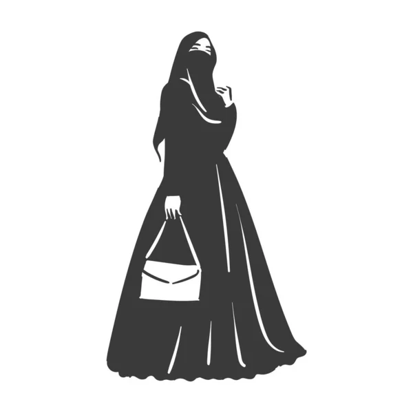 Musulmana árabe islam mujer en hijab moda — Vector de stock