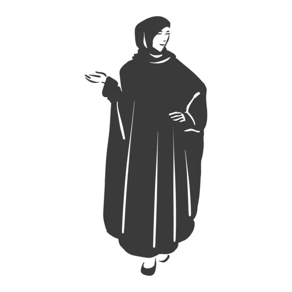 Muçulmano árabe islâmico mulher no hijab moda — Vetor de Stock