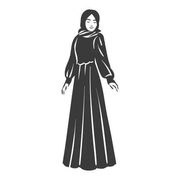 Musulmana árabe islam mujer en hijab moda — Vector de stock