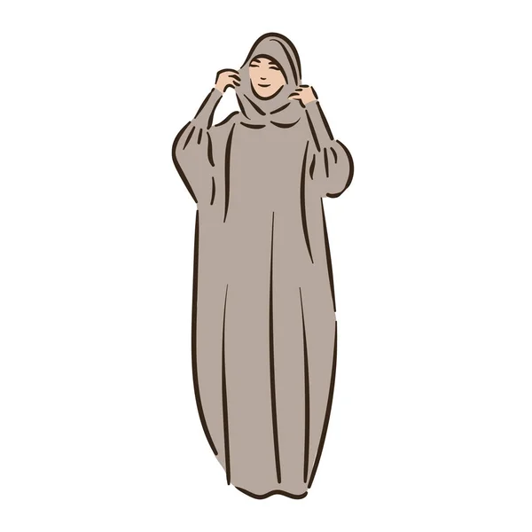 穿着头巾的阿拉伯裔穆斯林伊斯兰妇女 — 图库矢量图片