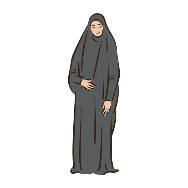 Musulmana árabe islam mujer en hijab moda — Vector de stock