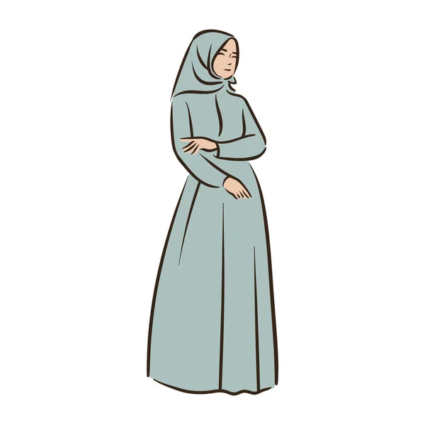 Muslim arab islam wanita dalam mode hijab - Stok Vektor