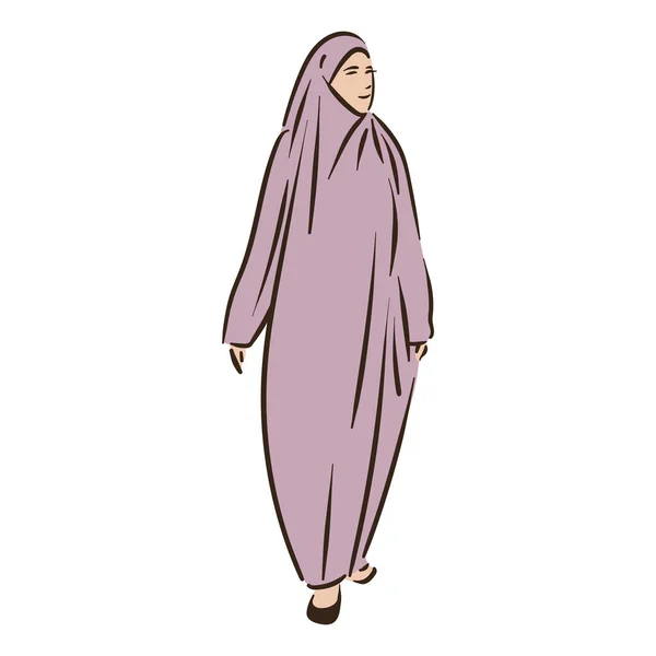 Musulmana árabe islam mujer en hijab moda — Vector de stock