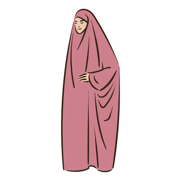 Musulmana árabe islam mujer en hijab moda — Vector de stock