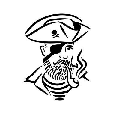 Korsan korsan portresi ve korsan şapka çizimi