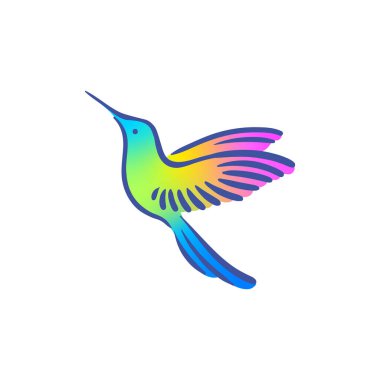 Colibri sinekkuşu uçan kuş çizgisi tarzı logo illüstrasyonu