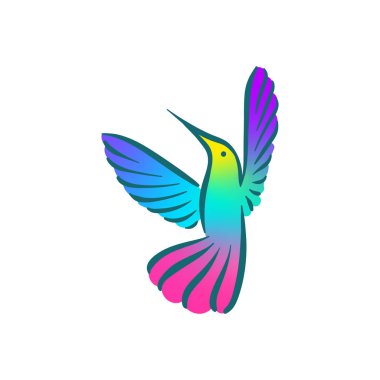 Colibri sinekkuşu uçan kuş çizgisi tarzı logo illüstrasyonu