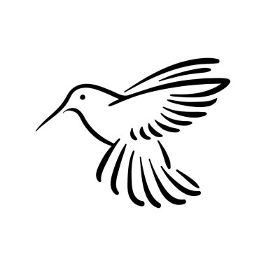 Colibri sinekkuşu uçan kuş çizgisi tarzı logo illüstrasyonu