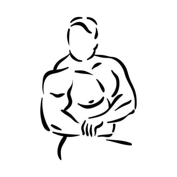 Bodybuilder fitness sport, homme à la salle de gym avec des muscles. — Image vectorielle