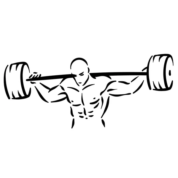 Bodybuilder fitness sport, man at gym with muscles. — Stock Vector