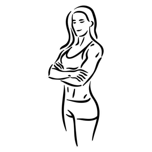 Mujer fitness en el gimnasio con el deporte, entrenamiento cuerpo sano. Formación estilo de vida — Vector de stock