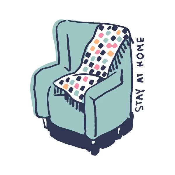Puha szék aranyos hangulatos ölelés rajzfilm stílus illusztráció — Stock Vector