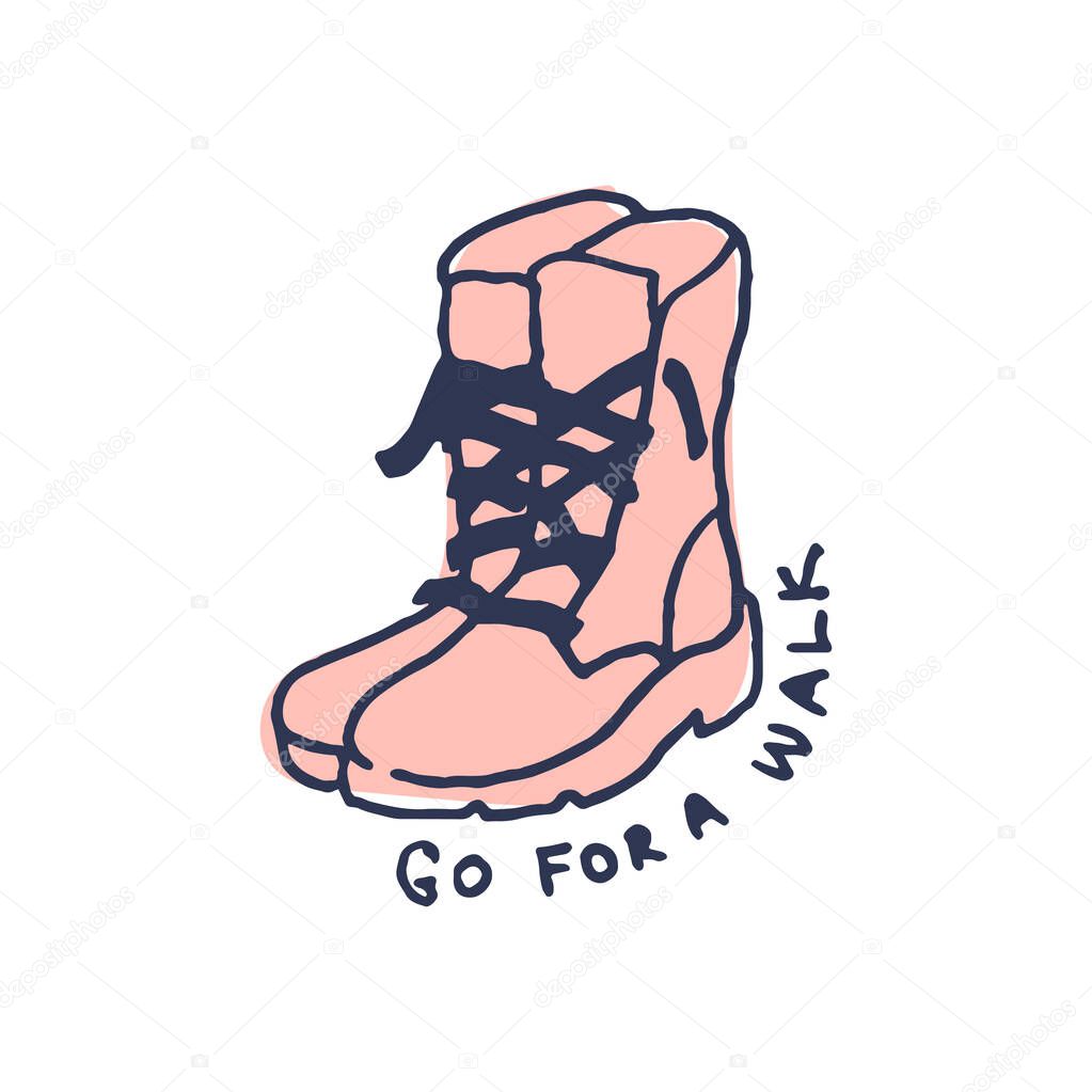 Boots for walk in cute cozy hugge cartoon style illustration