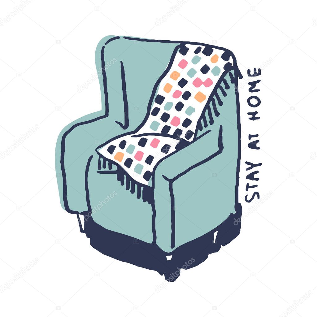  Soft chair in cute cozy hugge cartoon style illustration
