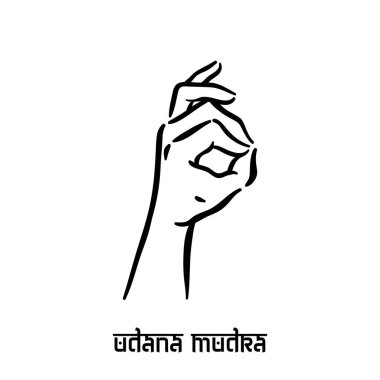Udana Mudra. El ruhani Hindu yogası parmak hareketi. Zihinsel sağlık için meditasyon tekniği.