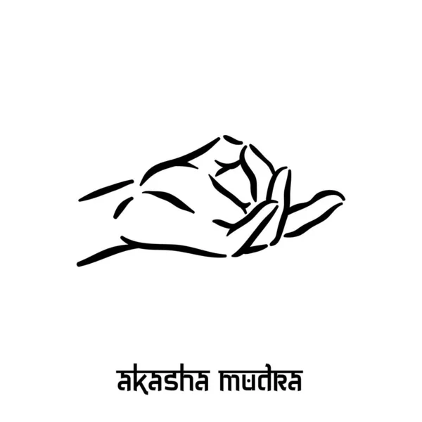 Akasha mudra. Ruční spiritualita hinduistická jóga pohybů prstů. Technika meditace pro duševní zdraví. — Stockový vektor