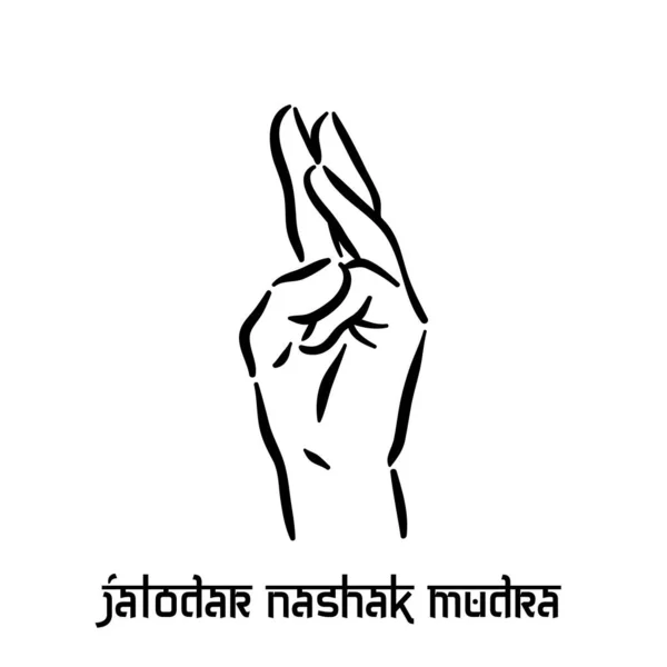 Jalodar Nashak Mudra. El ruhani Hindu yogası parmak hareketi. Zihinsel sağlık için meditasyon tekniği. — Stok Vektör