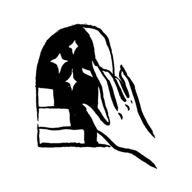 Mistisizm büyücülük okült el çizimi illüstrasyon seti