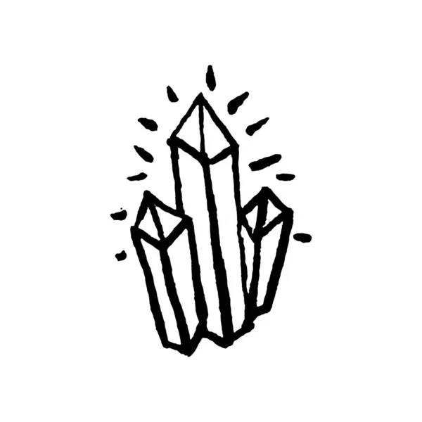 Cristal de bruxa místico oculto para bruxaria mão desenhada ícone ilustração — Vetor de Stock