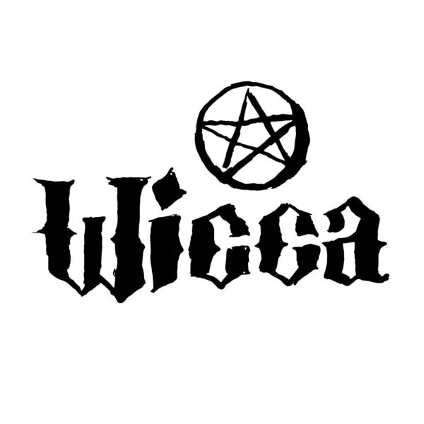 Misticismo bruxaria ocultismo mão desenhada lettering ilustração — Vetor de Stock