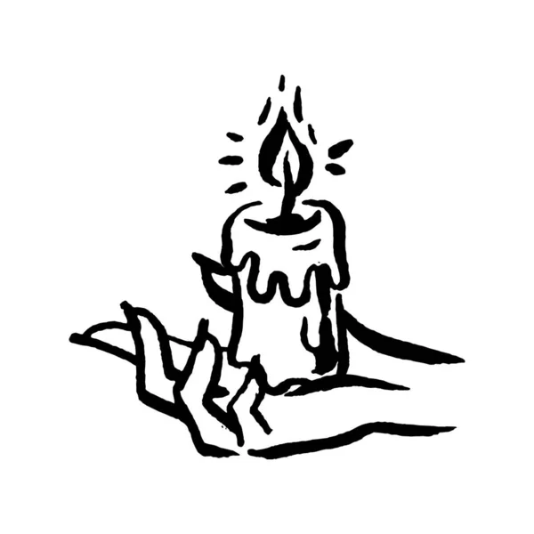 Mystische Hexe okkulte spirituelle Kerze handgezeichnete Illustration — Stockvektor