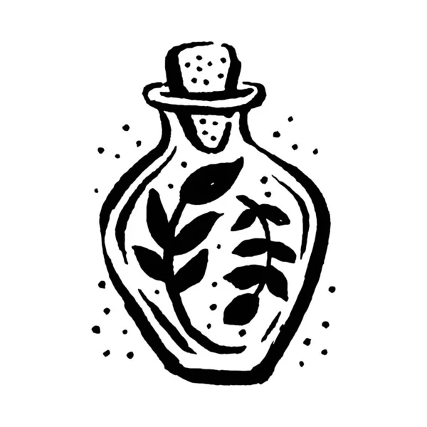 Occult mystiek heksendrankje voor hekserij met de hand getekend pictogram illustratie — Stockvector