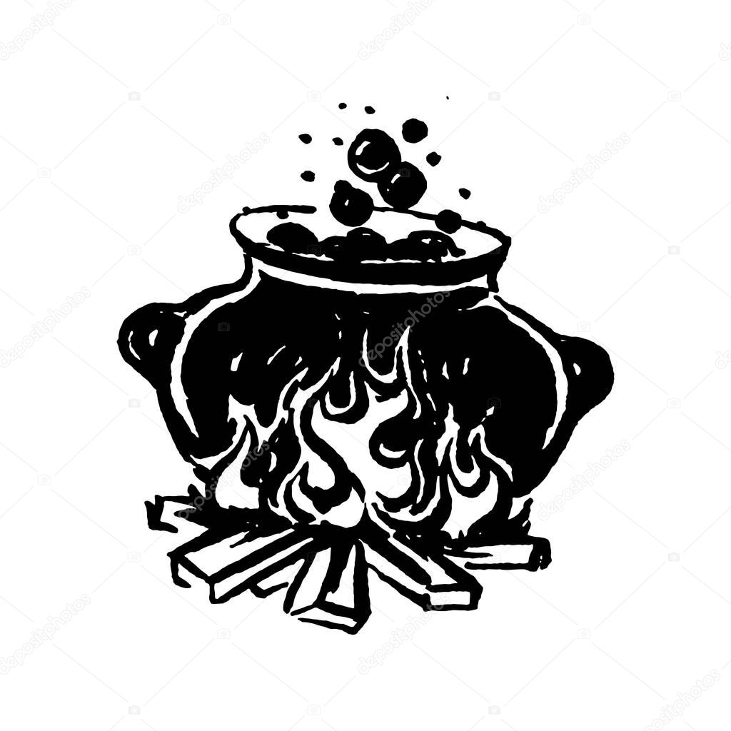 Mysticism witchcraft occult hand drawn illustration set. Vector