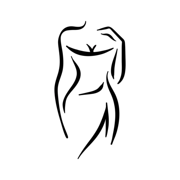 Kvinnlig kropp siluett linje. Kvinnans modekonst. — Stock vektor