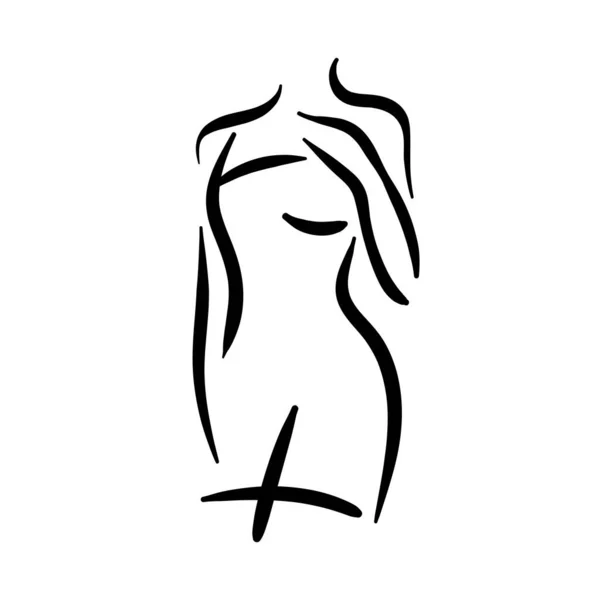 Female body silhouette line. Woman fashion art. — Stock Vector