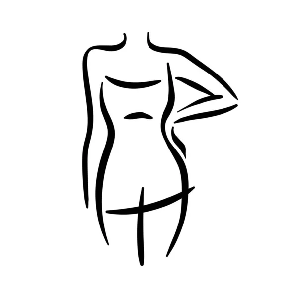 Female body silhouette line. Woman fashion art. — Stock Vector