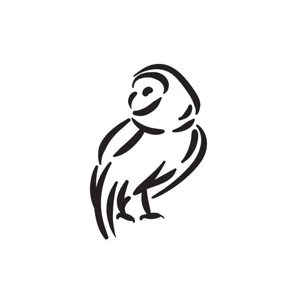 Linea stile gufo uccello disegnato a mano illustrazione — Vettoriale Stock