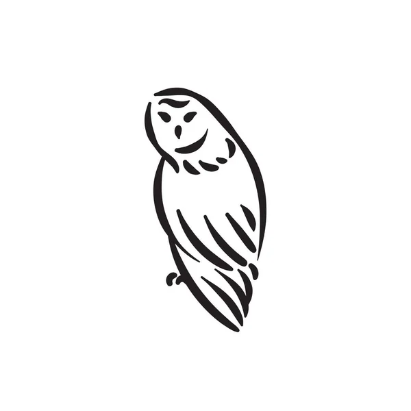 Řádek styl sova pták ručně kreslené ilustrace — Stockový vektor