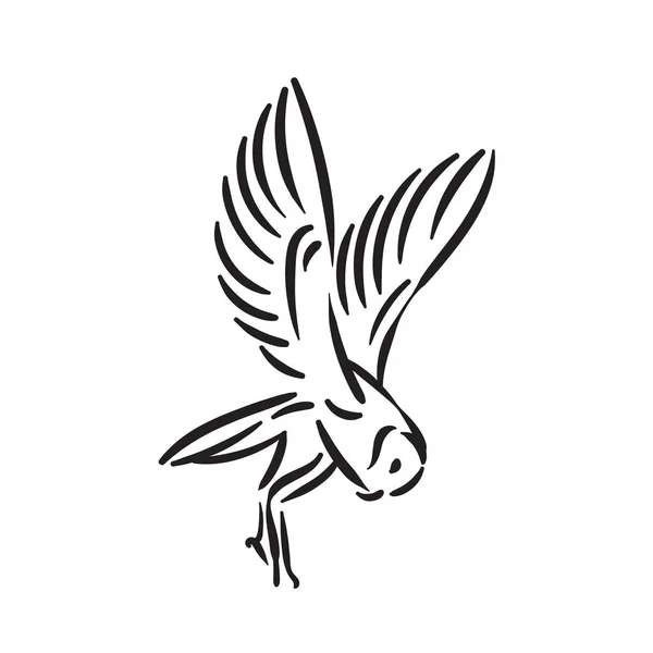 Linia styl sowa ptak ręcznie rysowane ilustracja — Wektor stockowy