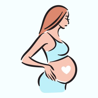 Doğurganlık hamileliği karnında illüstrasyon olan anne kadın.