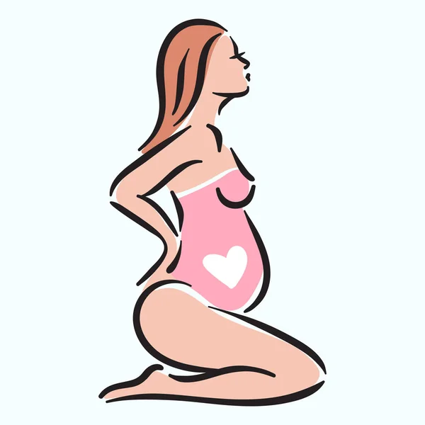 Fertilidade gravidez mãe mulher com barriga ilustração —  Vetores de Stock