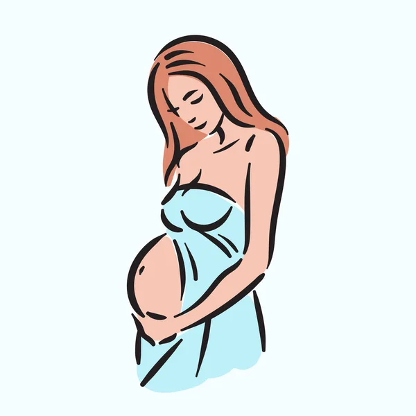 Fertilita těhotenství matka žena s břicho ilustrace — Stockový vektor