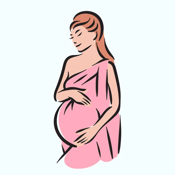 Fruchtbarkeit Schwangerschaft Mutter Frau mit Bauch Illustration — Stockvektor