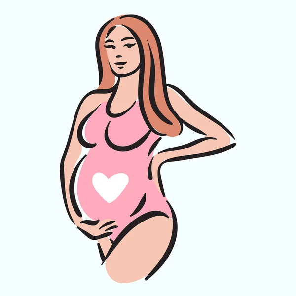 Fertilita těhotenství matka žena s břicho ilustrace — Stockový vektor