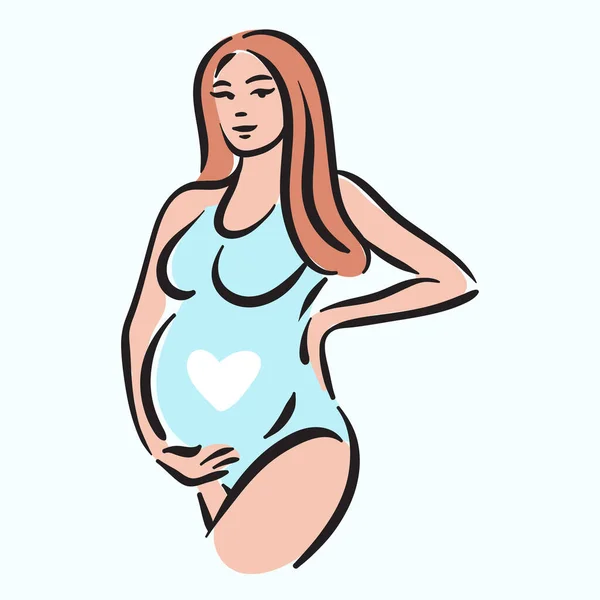 Fertilidad embarazo madre mujer con ilustración del vientre — Vector de stock