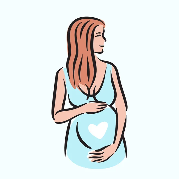 有腹部插图的生育能力怀孕母亲 — 图库矢量图片