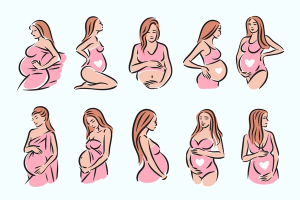 Fertilidade gravidez mãe mulher com barriga ilustração — Vetor de Stock