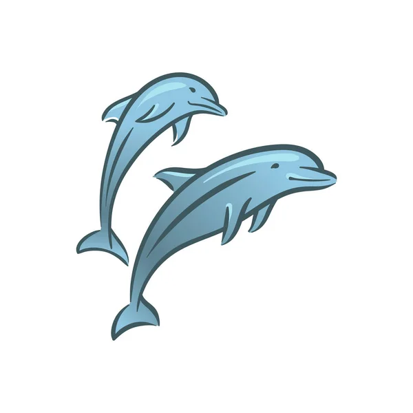 Ocean delfiny ssaki zwierzęta pływać pod wodą ilustracja — Wektor stockowy