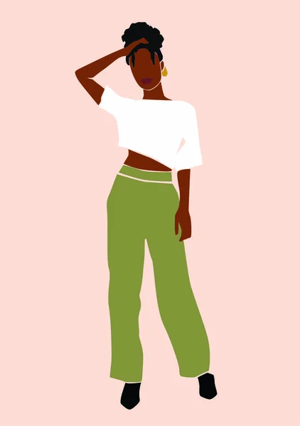 Vector Illustratie Van Modieuze Afrikaanse Amerikaanse Vrouw — Stockvector