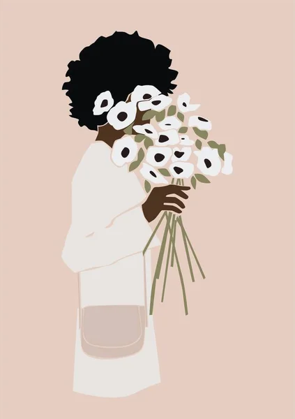 Vector Ilustración Mujer Afroamericana Moda — Vector de stock