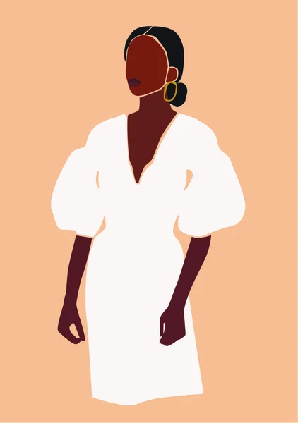 Illustrazione Vettoriale Della Donna Afroamericana Alla Moda — Vettoriale Stock