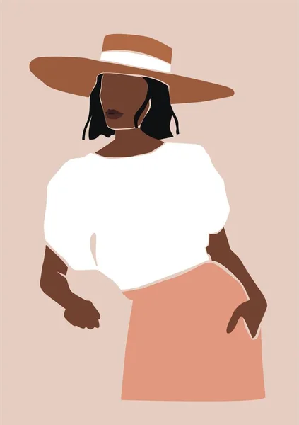 Illustrazione Vettoriale Della Donna Afroamericana Alla Moda — Vettoriale Stock